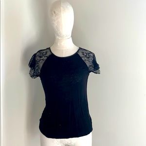 Loft tshirt with lace and leather trim small!